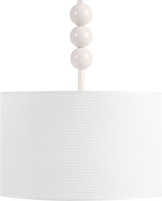 Beliani L&aacute;mpara Colgante De Metal Con Pantalla Cil&iacute;ndrica De Tela Estilo Moderno De Mediados De Siglo Blanco Loky