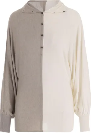 Jacquemus Beige Diamond-Patterned High-Collar Silk-Blend Polo Shirt