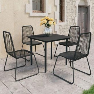 vidaXL 5 Pcs Dining Set Para Black Pvc Vime Garden
