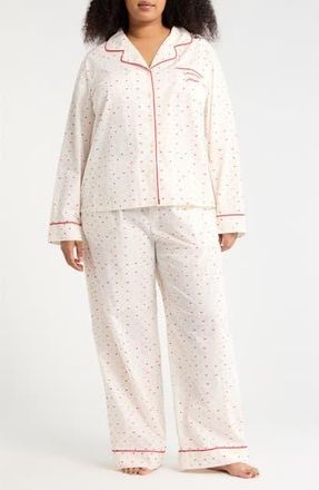 Nordstrom Classic Cotton Pajamas in Ivory Micro Hearts at Nordstrom Rack, Size 1X