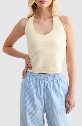Lush Stretch Cotton Halter Top in Butter at Nordstrom Rack, Size X-Small