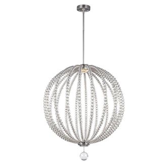 Netlighting Oberlin LED 2 Light Large Spherical Ceiling Pendant Satin Nickel in Grey