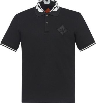 MCM Intarsia Laurel Piqué Polo in Black at Nordstrom, Size Xxx-Large Eu