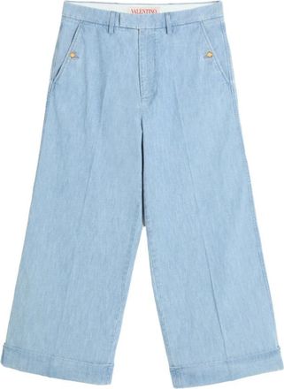 Valentino Garavani Lichtblauwe Jeans met Omslag - Heren - Loose Fit Jeans - Blauw - M - Katoen - Jeans