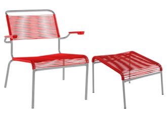 Schubiger M&ouml;bel Spaghetti-Lounger + Hocker S&auml;ntis mit Armlehnen