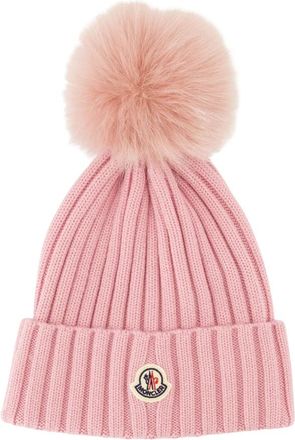 Moncler Wollen Pom Pom Muts - Dames - Hoeden - Roze - ONE Size - Wol - Accessoires