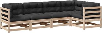 vidaXL Juego De Sof&aacute;s De Jard&iacute;n 5 Pzas Con Cojines Madera Maciza Pino Vidaxl