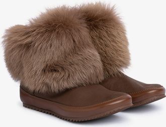 Pedro Garcia Flat boot with shearling in brown suede | Jalia |Autumm - Winter 26 |
