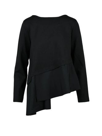 Meimeij Black Viscose-Blend Asymmetric Blouse