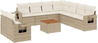 vidaXL Juego De Sof&aacute;s Jard&iacute;n Con Cojines Beige 10 Pzas Rat&aacute;n Sint&eacute;tico Vidaxl