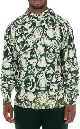 Burberry Floral Print Long Sleeve Hoodie, Size Large