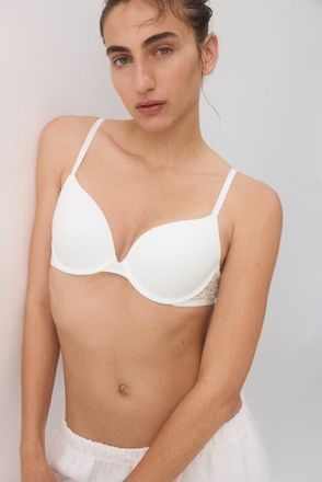 H&M 2-pack Cotton Push-up Bras in White/black at Nordstrom, Size 36C