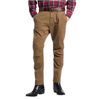Dsquared2 Broeken, Heren, Bruin, XL, Katoen, Chino broek met knoopsluiting