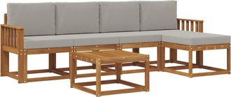 vidaXL Conjunto De Sof&aacute;s De Exterior 6 Uds. Gris Natural Y Claro Vidaxl