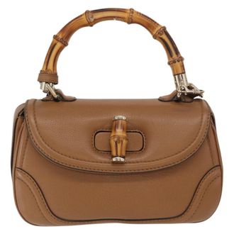 Gucci New Bamboo 1921 Top Handle Bag Leather Brown Leather Handbag (Pre-Owned)