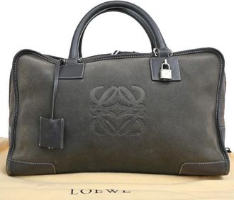 Loewe Amazona Bag Suede Gray Suede Handbag (Pre-Owned)