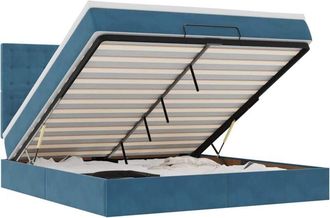 vidaXL Estructura De Cama Otomana Colchones Terciopelo Azul Oscuro Vidaxl