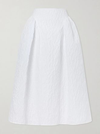 Cecilie Bahnsen Gonna Midi In Misto Cotone Cloqu&eacute; Fabiola - Bianco