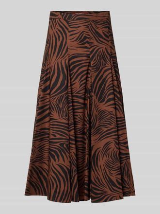 Max Mara Ausgestellter Midi-Rock aus reiner Baumwolle Modell PANTEON in Mittelbraun, Gr&ouml;&szlig;e 38