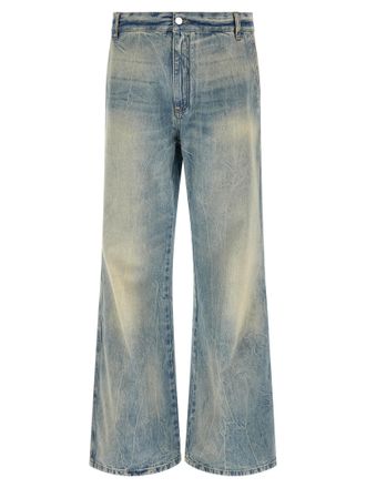Amiri Mens Checkered Repair Bootcut Jeans