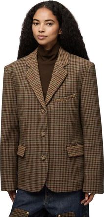Ganni Blazer in twill a quadri pesante - - Jackets - Donna - Marrone - M