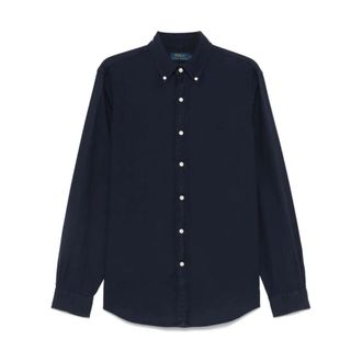 Polo Ralph Lauren Blauw Langemouw Sportshirt - Heren - Casual Overhemden - Blauw - XL - Katoen - Overhemden