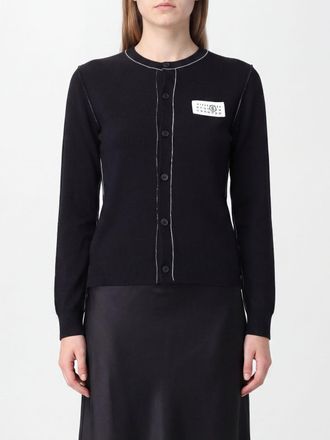Maison Margiela Cardigan in lana slim fit con cuciture a contrasto