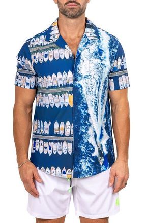 Maceoo Marthy Blue Camp Shirt at Nordstrom, Size 5