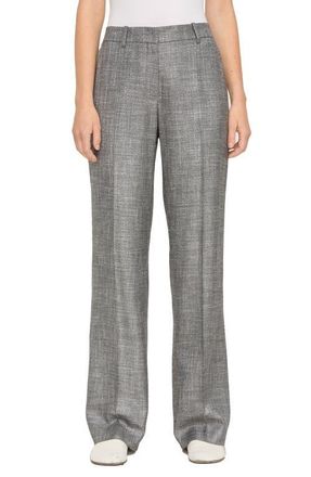 Lafayette 148 New York Gates Twill Straight Leg Trousers in Black Multi at Nordstrom, Size 12