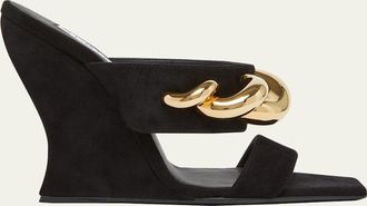 Alaia 110mm Jewel Suede Wedge Mules