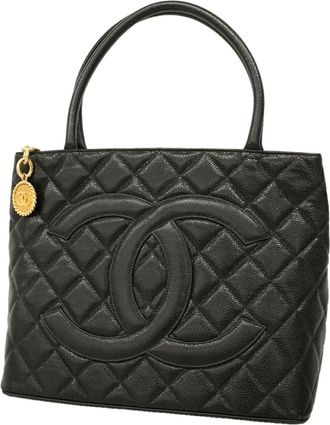 Chanel Black Grained Calfskin Tote Bag (Pre-Owned)