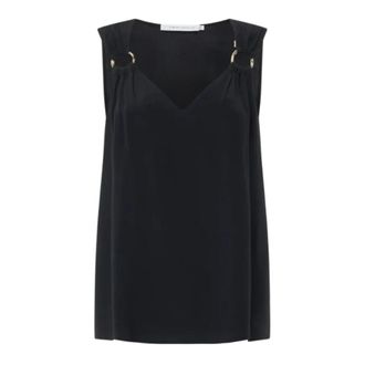 Simona Corsellini Sleeveless Tops, female, Black, Size: S Black Basic Tops P23Cpto001-01