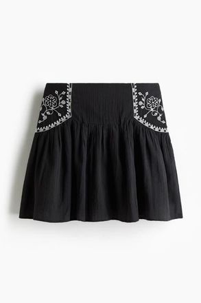 H&M Embroidered Skirt in Black at Nordstrom, Size 10