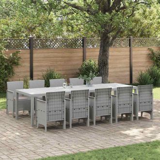 vidaXL Conjunto De Comedor De Jard&iacute;n 11 Pcs Gris Claro Polirat&aacute;n Vidaxl