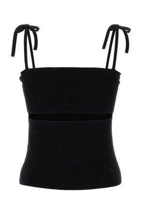Nanushka Womens Black Stretch Viscose Blend Savera Top Maglie