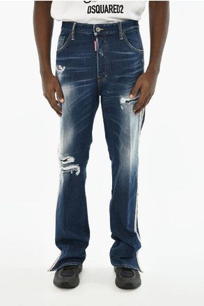 Dsquared2 Regular Fit Jeans with Floral Motif Side Band 22cm size 54