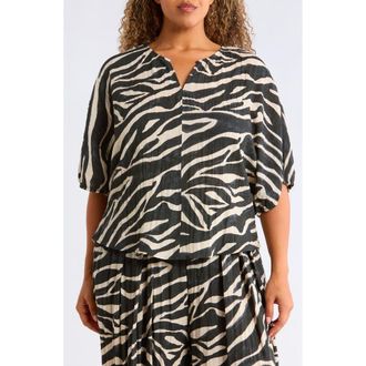 Wit & Wisdom Dolman Bubble Sleeve Top in Charcoal/Ecru at Nordstrom, Size 2 X
