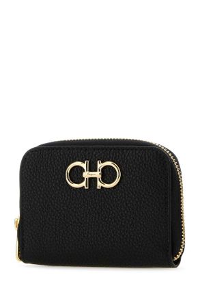 Ferragamo Womens Black Leather Coin Case Nero Portafogli Wallet