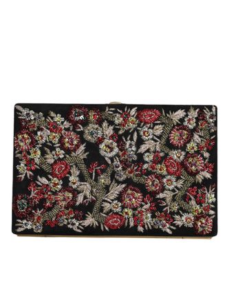 Dolce & Gabbana Multikleurige Bloemen Gouden Frame Clutch Avondtas