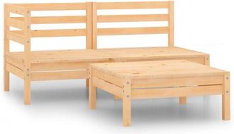 vidaXL 3 Piece Garden Lounge Set Solid Pinewood vidaXL