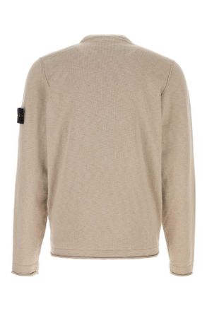 Stone Island Mens Cappuccino Cotton Blend Sweater Desert Maglieria