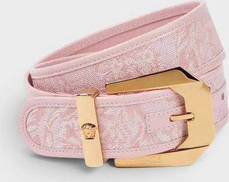 Versace Womens Logo Jacquard Belt Pale Pink Gold - Size: 65CM