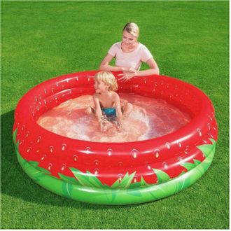Trade Shop Trade Shop - Piscina Hinchable Redonda Fresa Para Jardin Infantil Con 3 Anillos 168 X 38 Cm 51145