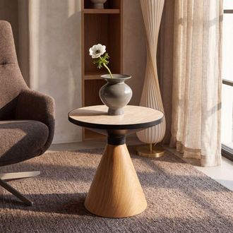 Kare Design Mesa auxiliar de cer&aacute;mica natural &oslash;50 cm