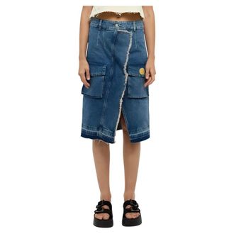 Moschino Denim Skirts, female, Blue, Size: W28 Layered Cotton Skirt