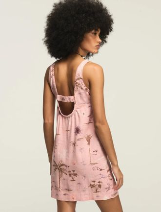 Lucky Brand Womens Palm Tree Mini Dress