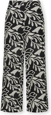 Elena Miro Geborduurde voile broek - Dames - Wijde Broeken - Zwart - L - Katoen - Broeken