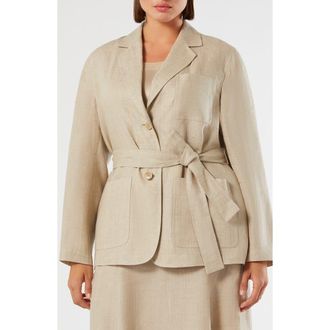 Marina Rinaldi Gioia Linen Jacket in Sand at Nordstrom, Size 16W