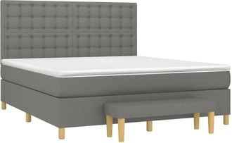 vidaXL Vidaxl - Cama Box Spring Con Colch&oacute;n Tela Gris Oscuro 180x200 Cm