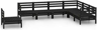 vidaXL Juego De Muebles De Jard&iacute;n 7 Pzas Madera Maciza De Pino Negro Vidaxl